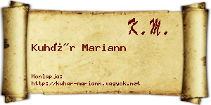 Kuhár Mariann névjegykártya
