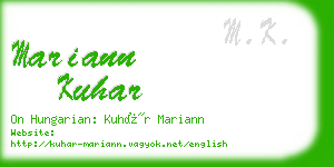 mariann kuhar business card